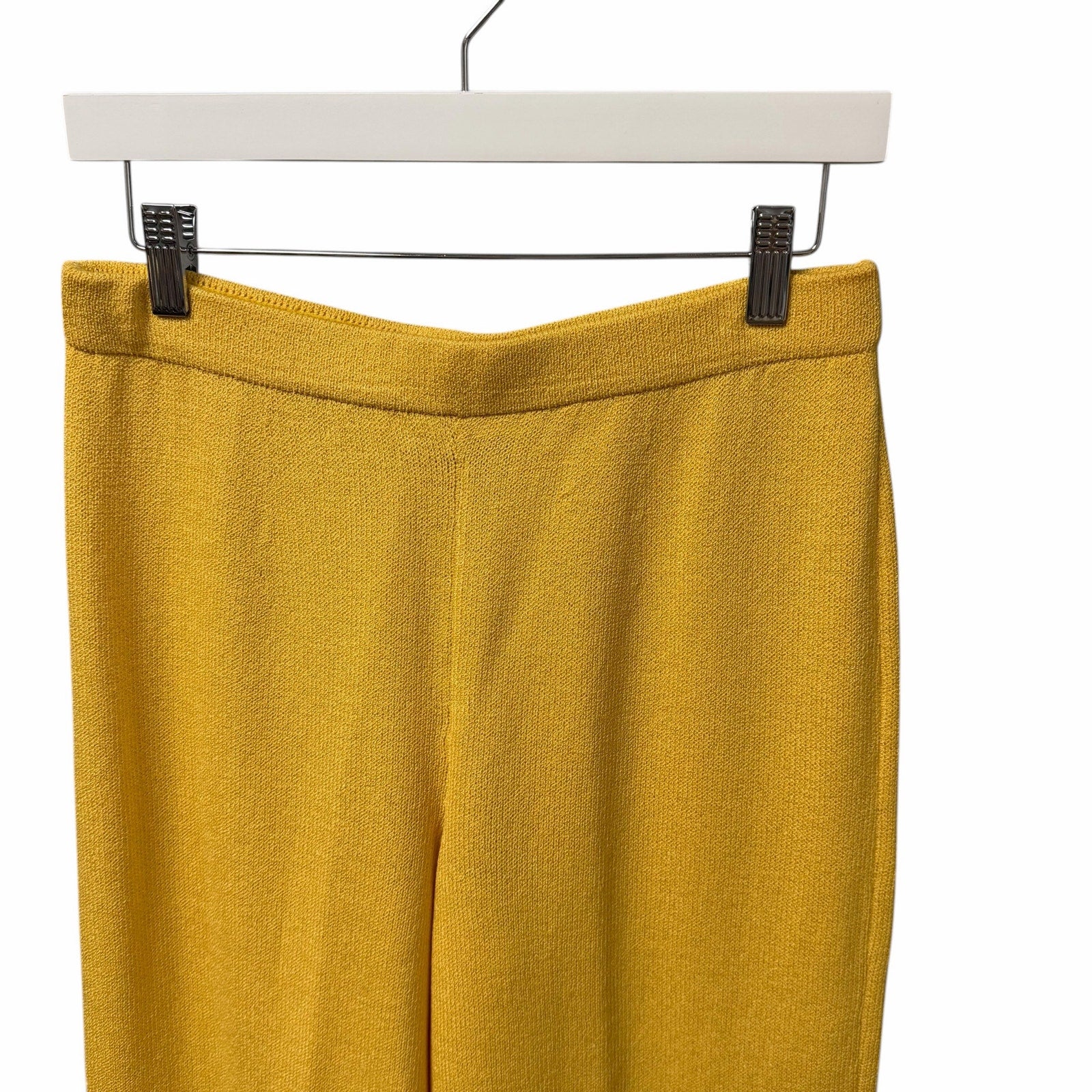 St. John Collection Santana Knit Yellow Wide Leg Pull On Pant Womens Size 8