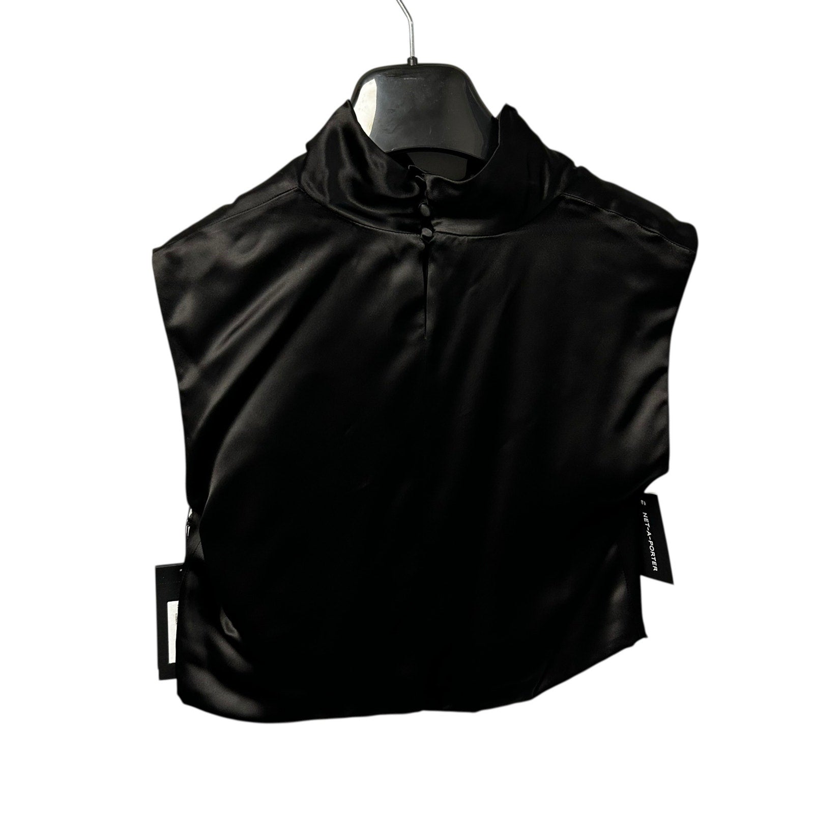 NWT Saint Laurent Paris Black Satin Draped Cropped Top Womens 36 / US 4