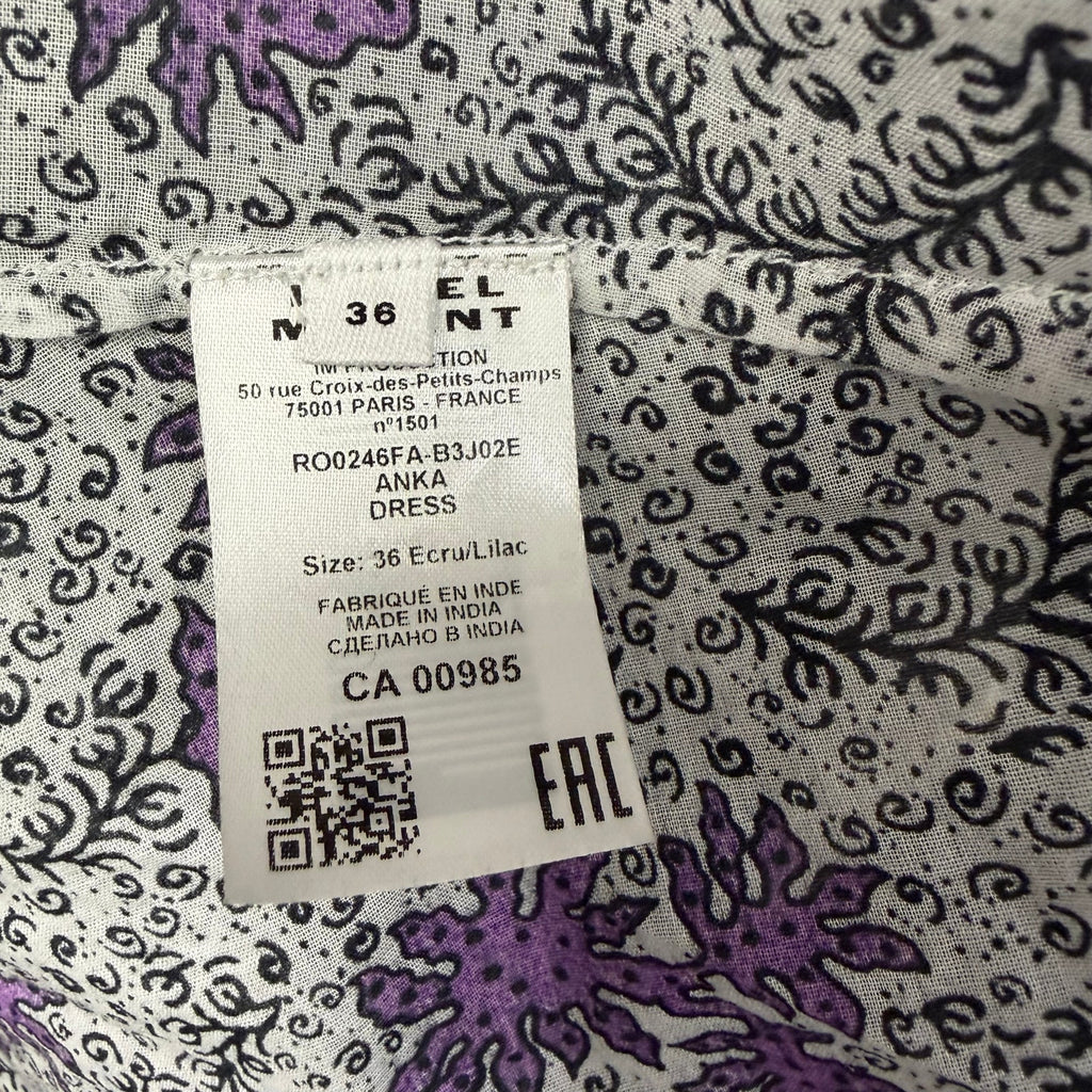 NWT Isabel Marant Etoile Anka Shirred Convertible Mini Dress Ecru Lilac US 4