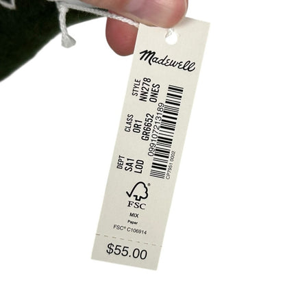 NWT Madewell Loden Green White Contrast Blanket-Stitch Wool Blend Scarf