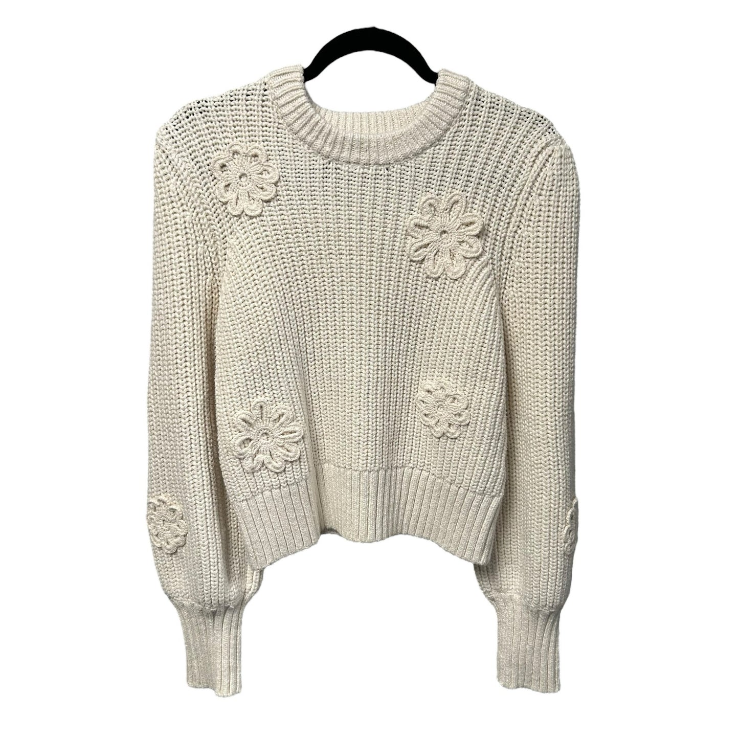 Rails Ivory Crochet Daisies Romy Knit Pullover Crewneck Sweater Womens Medium
