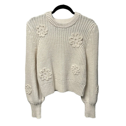 Rails Ivory Crochet Daisies Romy Knit Pullover Crewneck Sweater Womens Medium