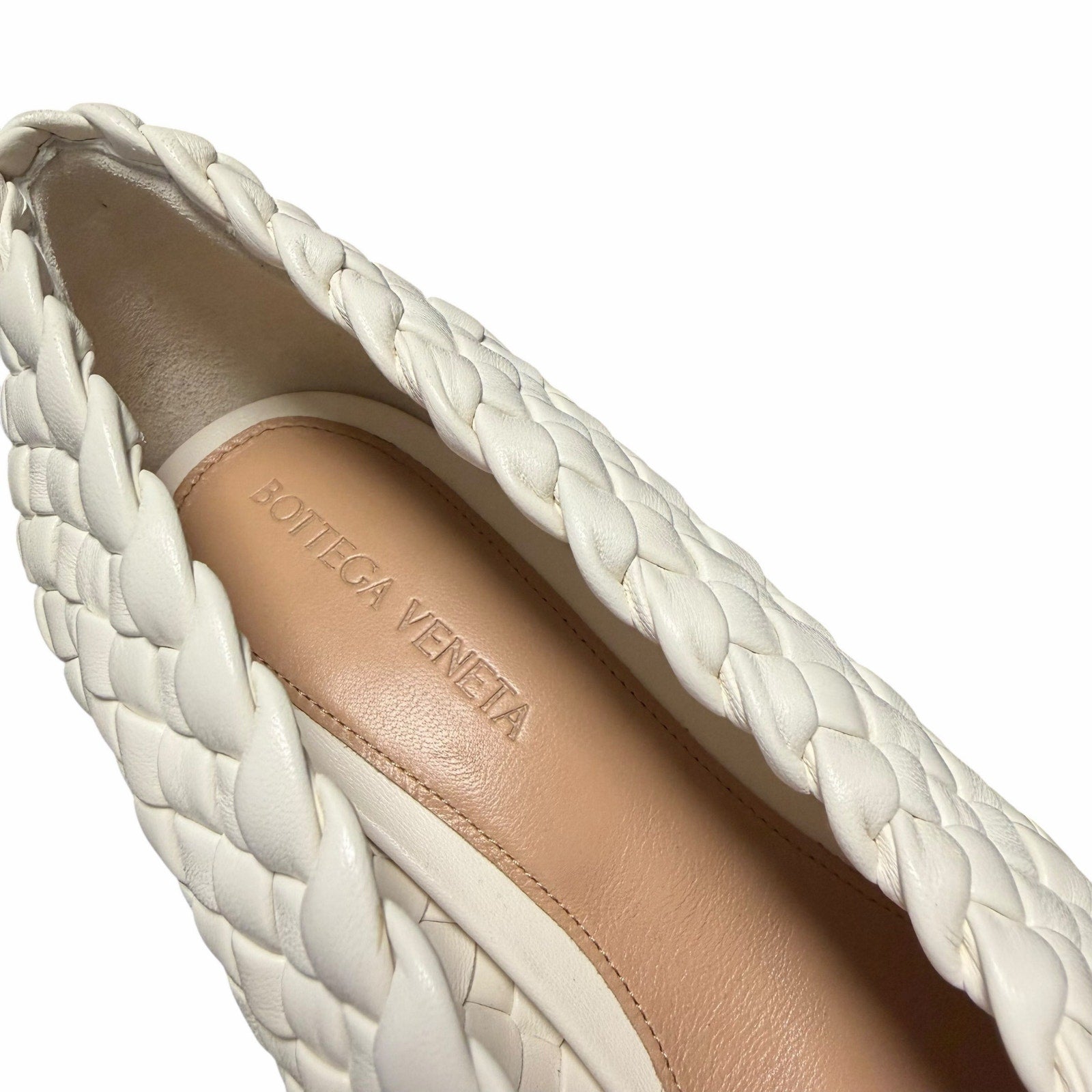 Bottega Veneta Sofia Intrecciato Woven Leather Pumps White Womens IT 39 / US 9