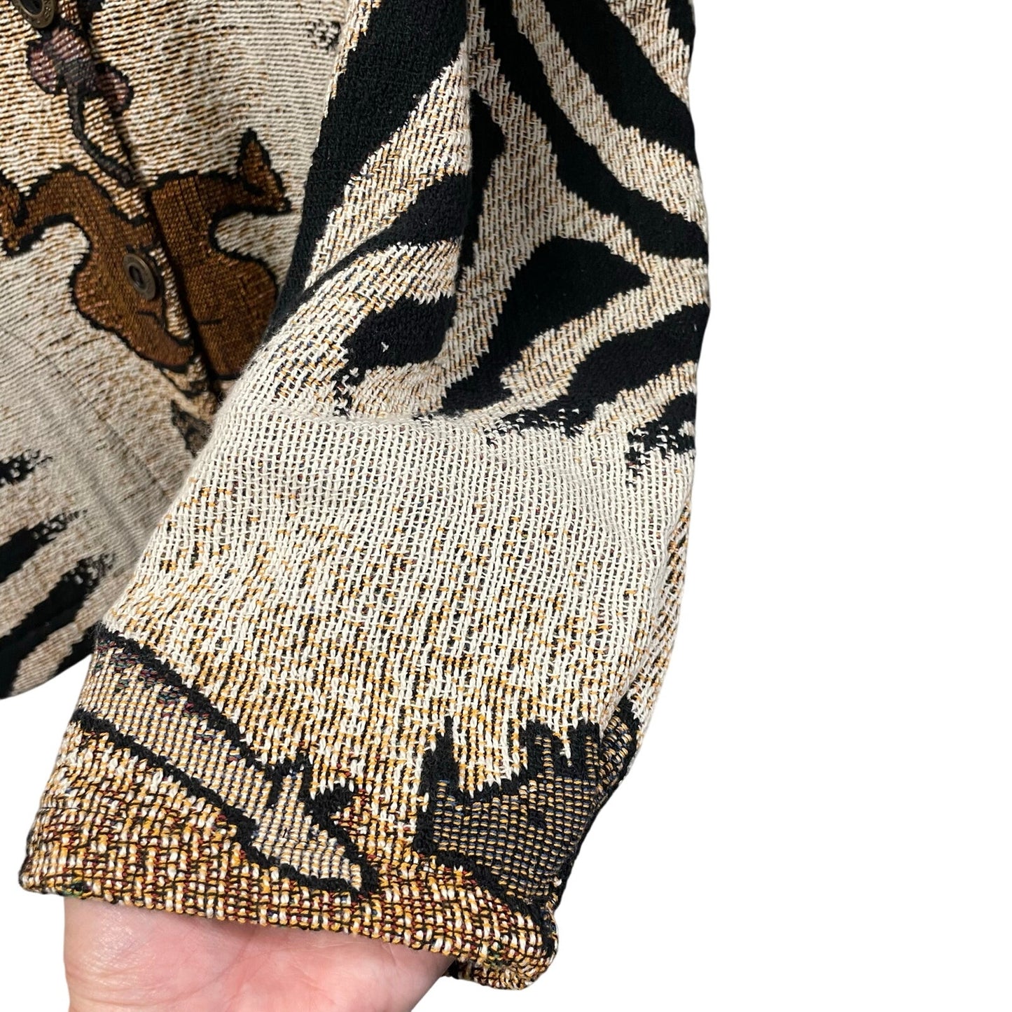 Vintage Sugar Street Weavers Safari Animal Print Button Up Sweater Jacket Medium