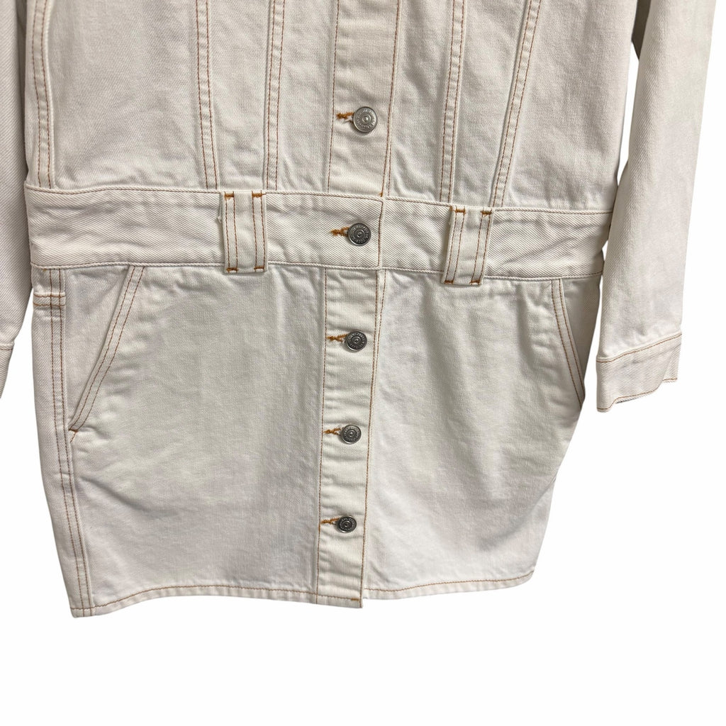 NWT Ganni Bright White Denim Jacket Dress Size 34 / US 2 Casual Western Utility