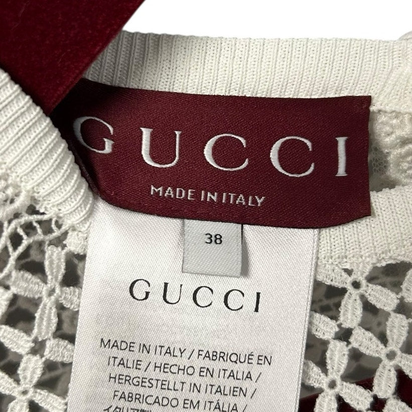 NWT Gucci Off White Cotton Macrame Sleeveless Mini Dress Womens 38 / US 2