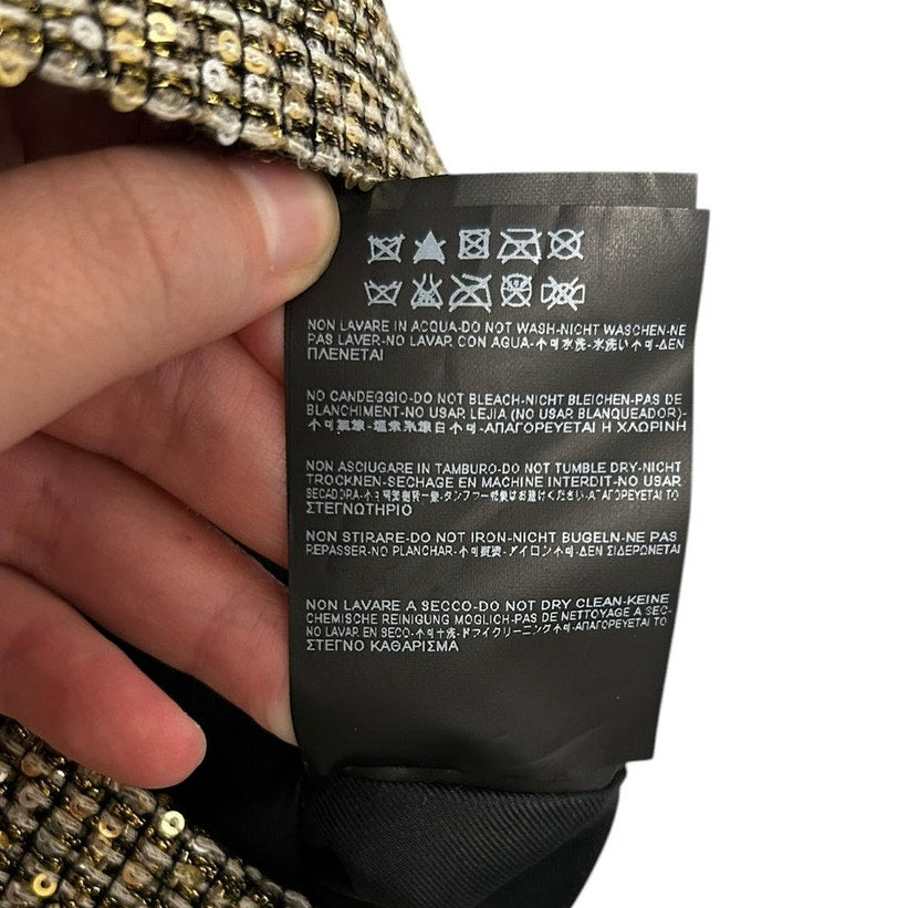 Saint Laurent Sequin Embellished Metallic Tweed Mini Shift Dress Womens 36 US 4