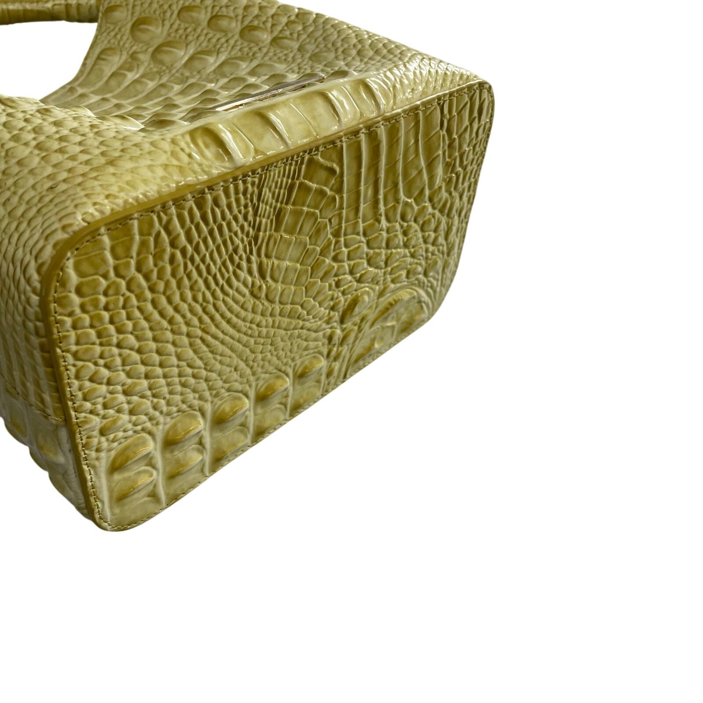 Brahmin Croc Embossed Leather Amelia Bucket Bag in Lemonade Yellow