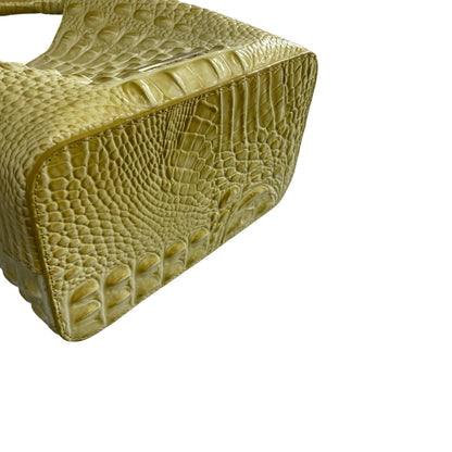 Brahmin Croc Embossed Leather Amelia Bucket Bag in Lemonade Yellow