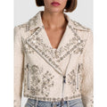 NWT Alice + Olivia Avril Embellished Vegan Moto Jacket Off White Womens Small