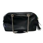 Gucci Black Pebbled Calfskin Leather Soho Double Chain Zip Shoulder Bag