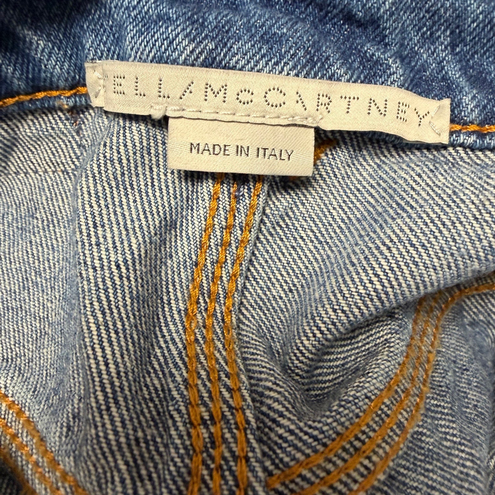 Stella McCartney Studded Snap Blue Denim Loose Bootcut Jeans Womens Size 24