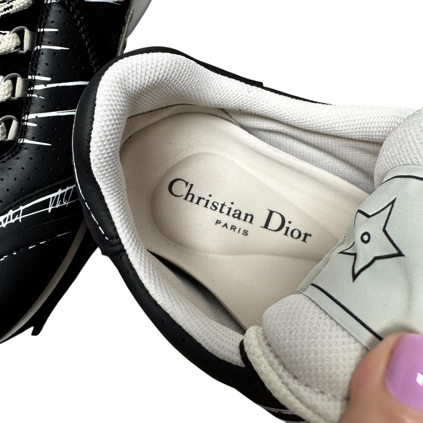 Christian Dior Black Calfskin D Sketch Sneaker Womens 9