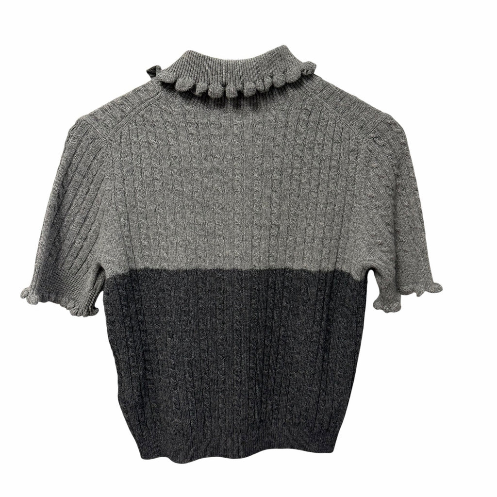 NWT Chloe Short Sleeve Polo Sweater Wool Cashmere Confident Grey Size Small