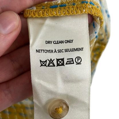 Pilcro Yellow Plaid Blue Stitched Button Down Shirt Womens Size Petite Medium
