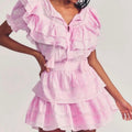 LoveShackFancy Pink & White Liv Cotton Ruffled Heritage Dress Womens Small