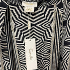 NWT Camilla Pure Silk Tuck Front Pant White Black Geo Print Embellished Small
