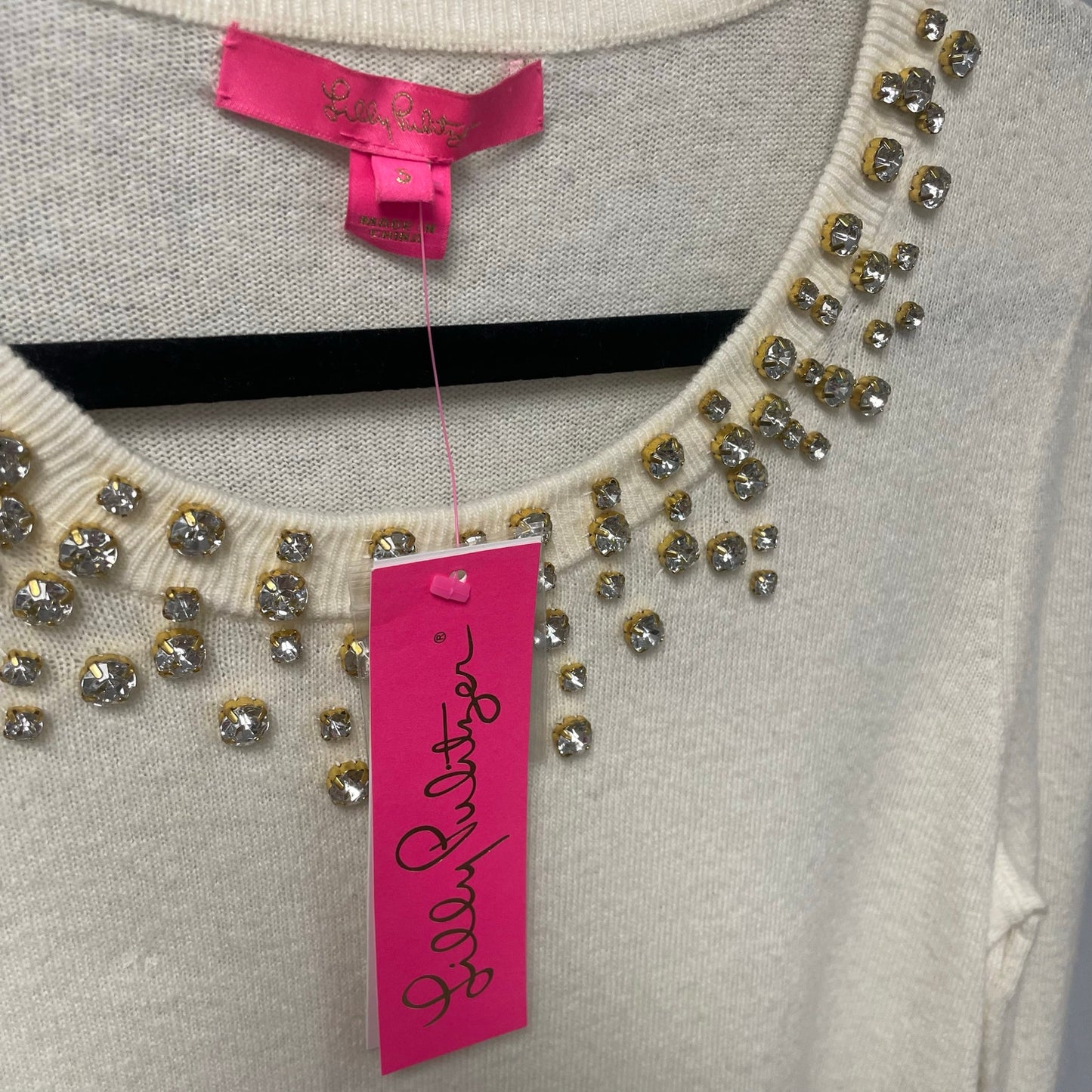 NWT Lilly Pulitzer Bejeweled Odetta Sweater in Coconut Off White Womens Small
