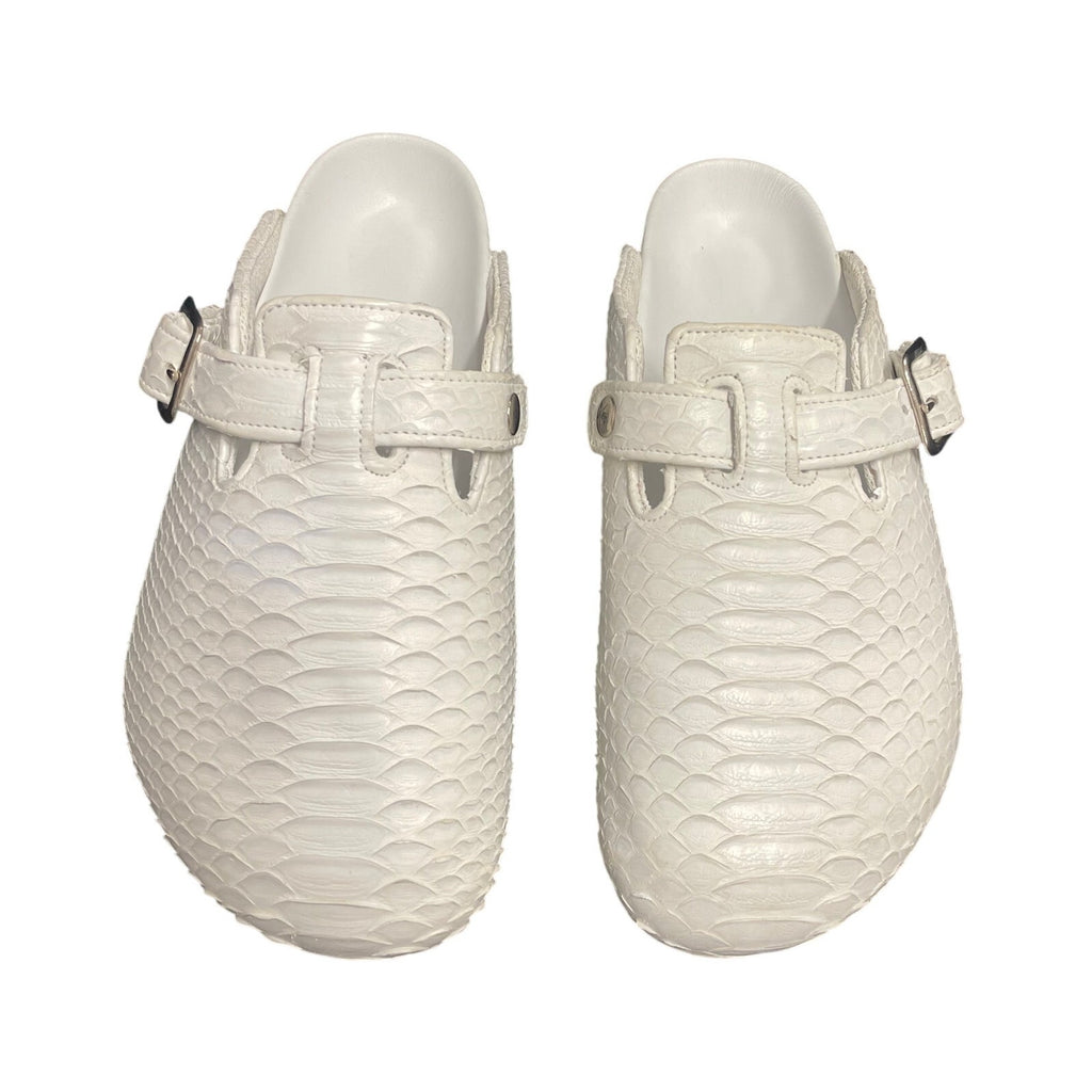 The Shoe Surgeon Luxe Mule in White Python Mens Size 8