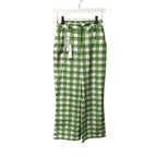 NWT Rosie Assoulin Green Picnic Embroidered Gingham Easy Does It Pant Womens 0