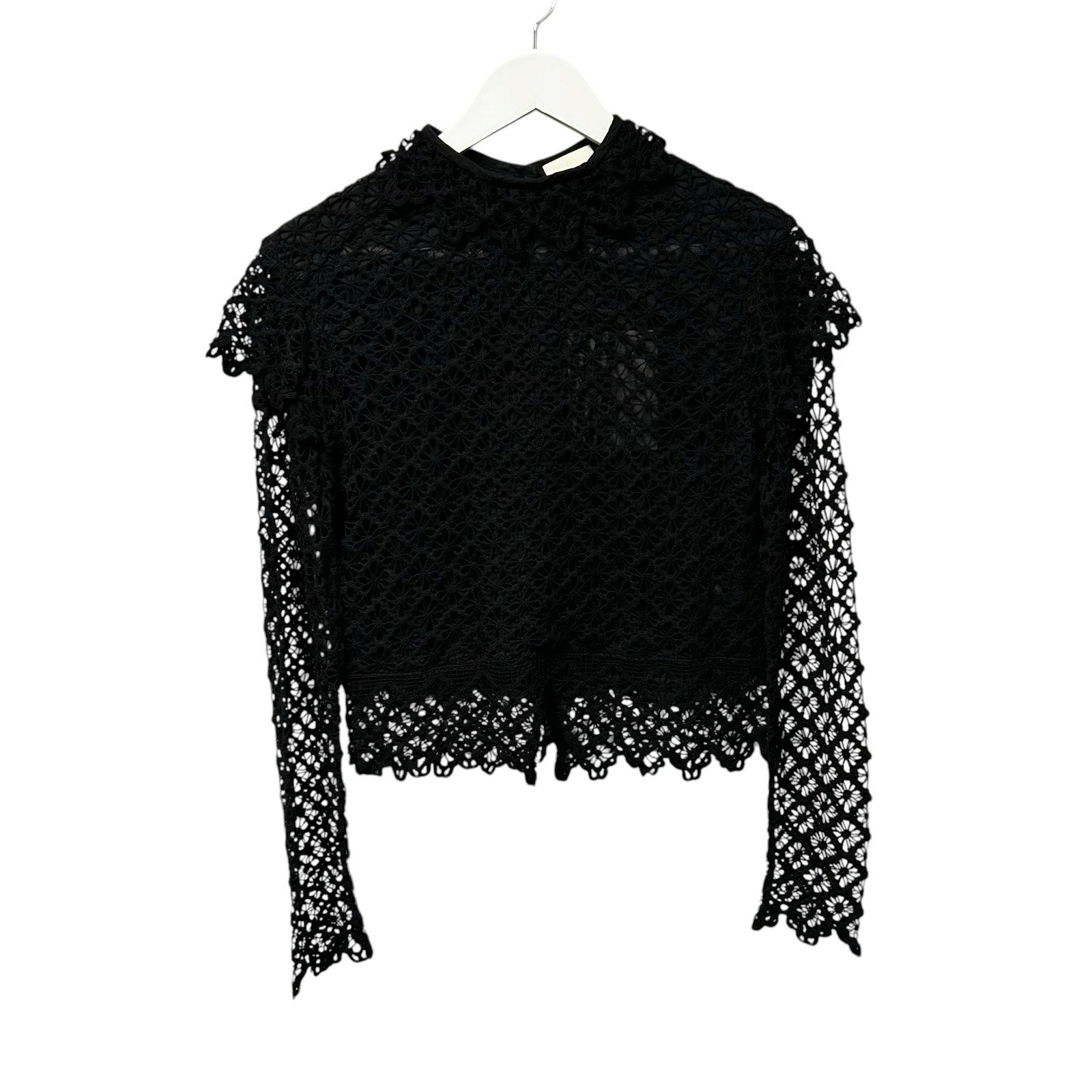NWT Isabel Marant Black Ludivine Layered Guipure Lace Top Womens 36 / US 4
