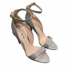 Miu Miu Swarovski Crystal Embellished Glitter Leather Sandals Size 39.5 / US 9.5
