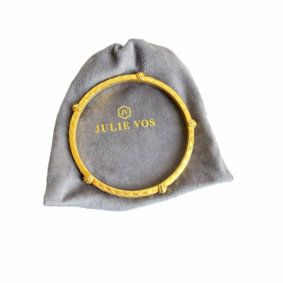 Julie Vos 24K Gold Plated Hammered Savannah Bangle Bracelet Neutral Timeless