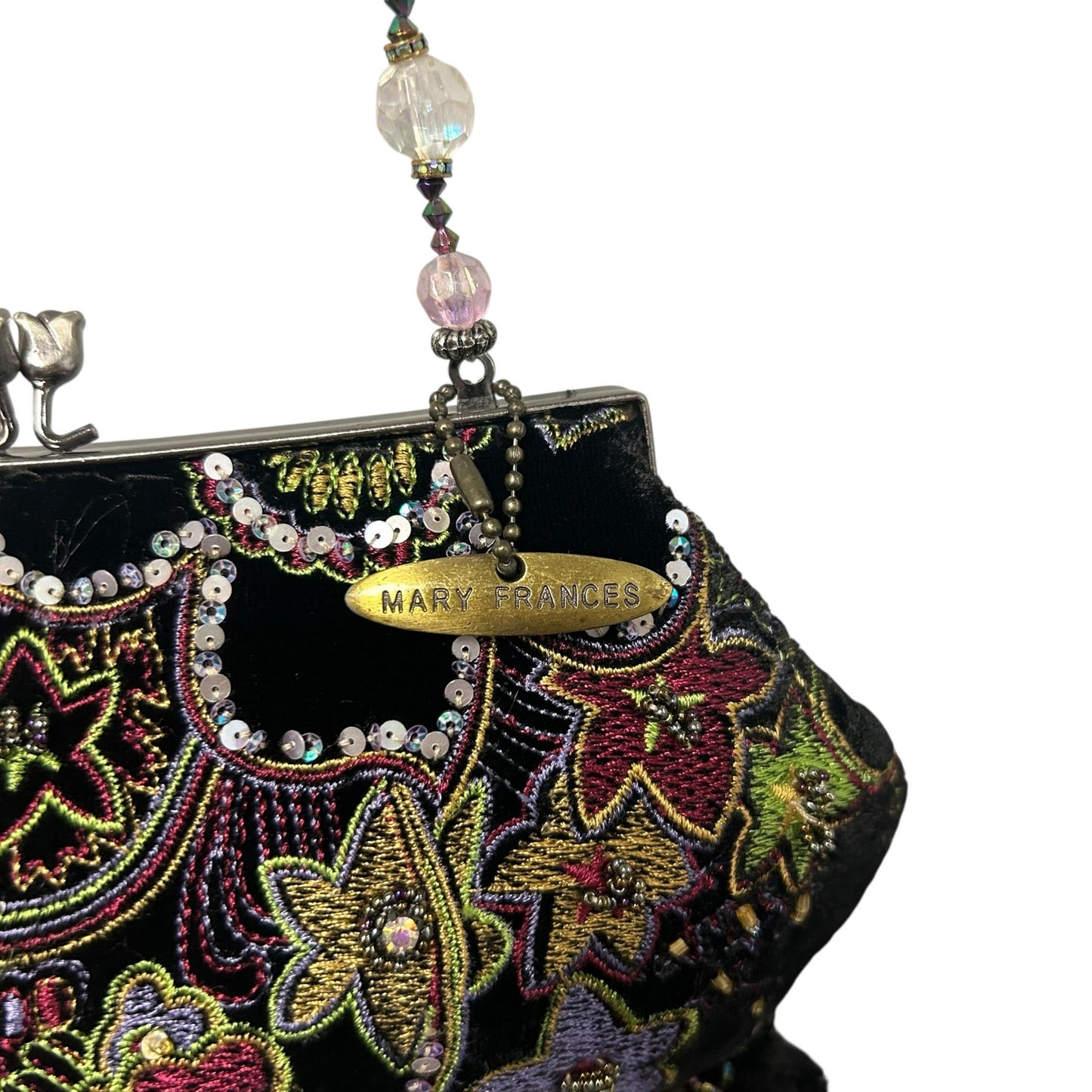 Vintage Mary Frances Sequin Rhinestone Embellished Beaded Fringe Evening Bag