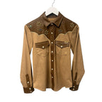 NWT Mother Biscute Tan Brown Sueded Honey Button Up Shirt Womens XS Western