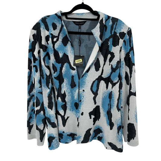 NWT Ming Wang Blue White Animal Print Tailored Fit Long Sleeve Jacket Womens 3X