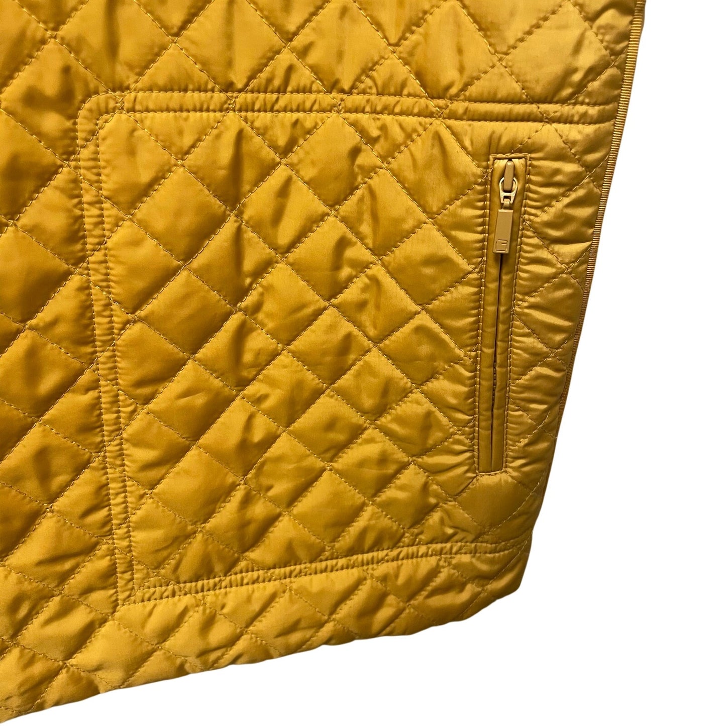 Lafayette 148 New York Full Zip Quilted Vest Mustard Yellow Womens Plus Size XXL