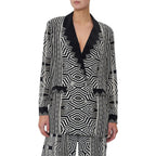 NWT Camilla Pure Silk Double Breasted Soft Jacket Black White Zebra Print Small