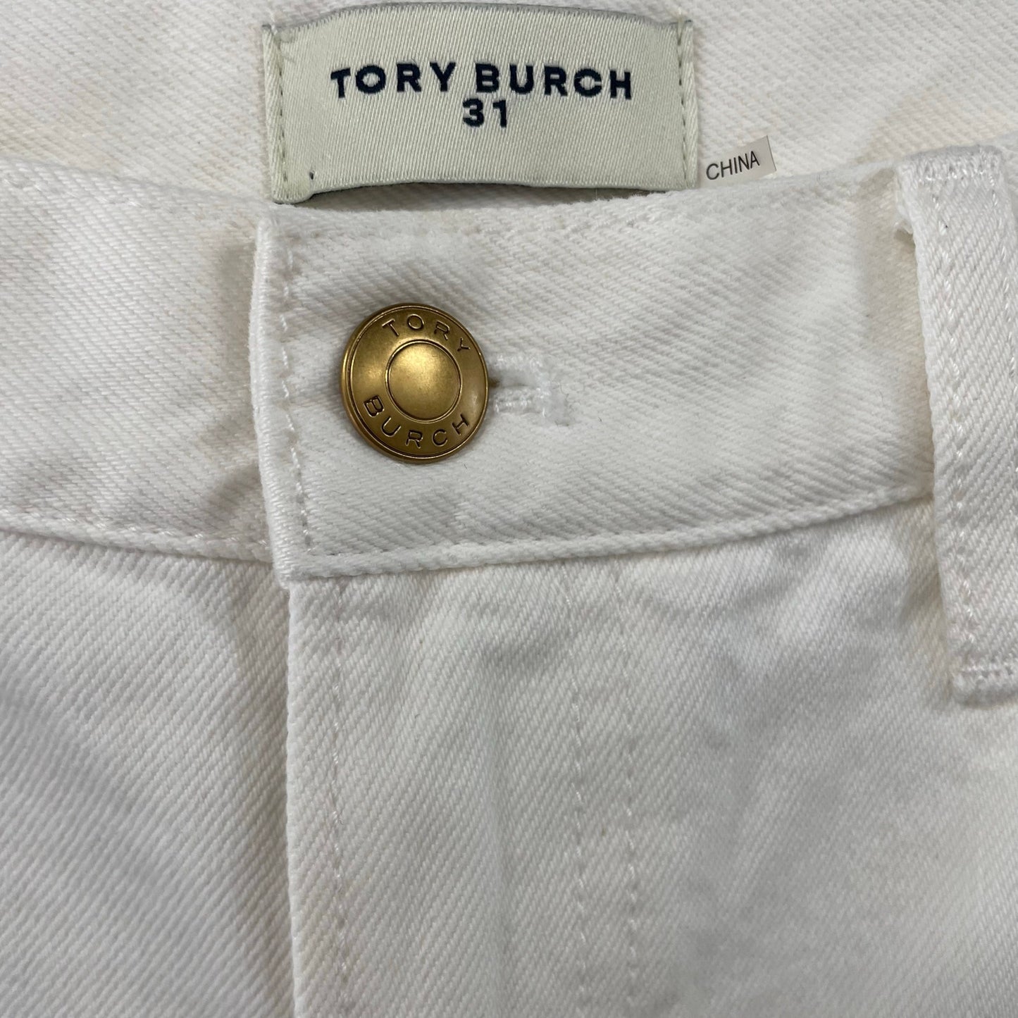 Tory Burch Wide Leg High Rise Ivory Denim Jean Womens 31