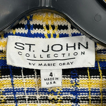 St. John Collection by Marie Gray Vintage Yellow Blue Knit Jacket Womens 4