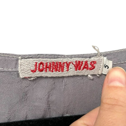 Johnny Was Gray Multicolor Floral Print 3/4 Sleeve Button Front Top Womens Small