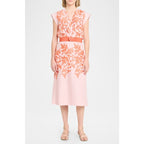 NWT Silvia Tcherassi Pink Orange Embroidered Olive Midi Dress Womens Small