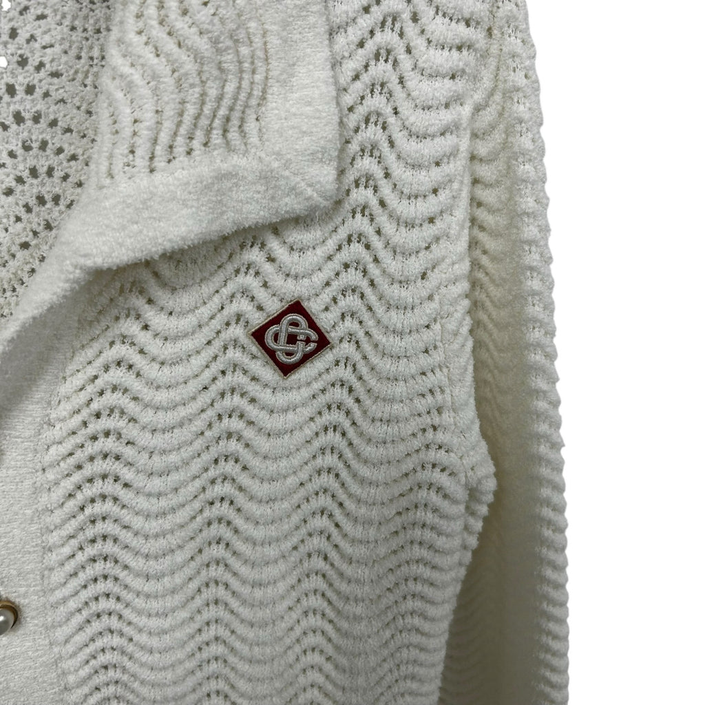 Casablanca Tennis Club White Wavy Gradient Long Sleeve Crochet Shirt Mens XS