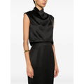 NWT Saint Laurent Paris Black Satin Draped Cropped Top Womens 36 / US 4