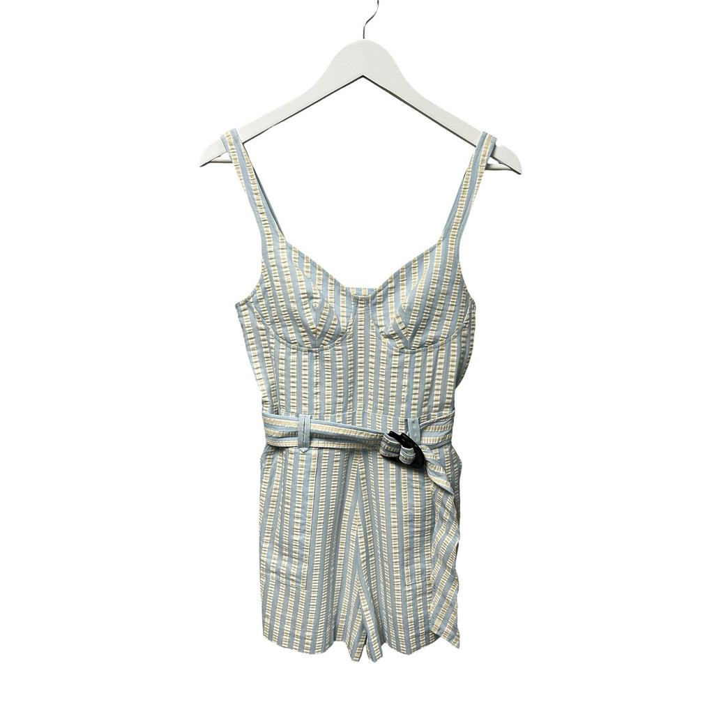 NWT Simkhai Hydrangea Blue Stripe Seersucker Kai Bustier Style Romper Small