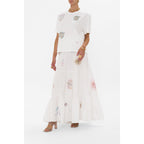 NWT Camilla Living In Colour High Waisted Tiered Maxi Skirt Hand Embroidered XS