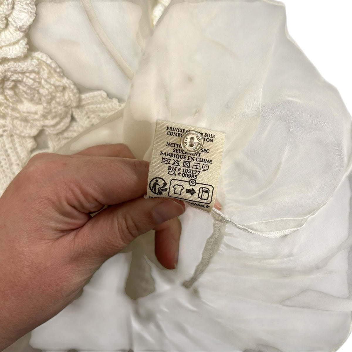 NWT Ulla Johnson Handmade Pearled Ivory Crochet Aliya Organza Blouse Womens 2
