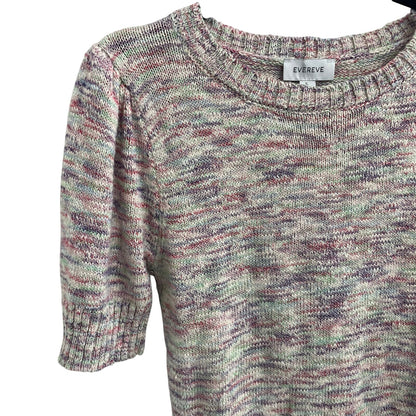 NWT Evereve Mia Puff Pullover Marl Multi Pink Purple Knit Sweater Womens Small