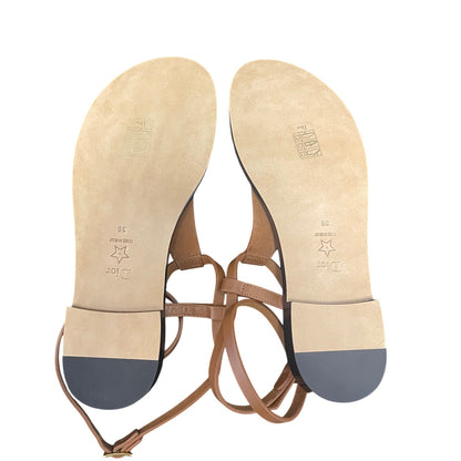 Christian Dior Dior Sun Thong Sandal Tan Leather Strappy Upper Size 39 / US 9