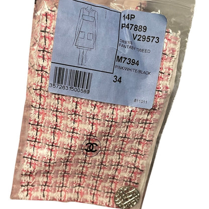 NWT Chanel 2014 Fantasy Tweed Dress Pink White Black Womens Size 34 / US 2