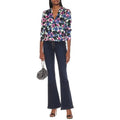 Veronica Beard Blue Pink Multicolor Buzio Floral Stretch Silk Top Womens 4