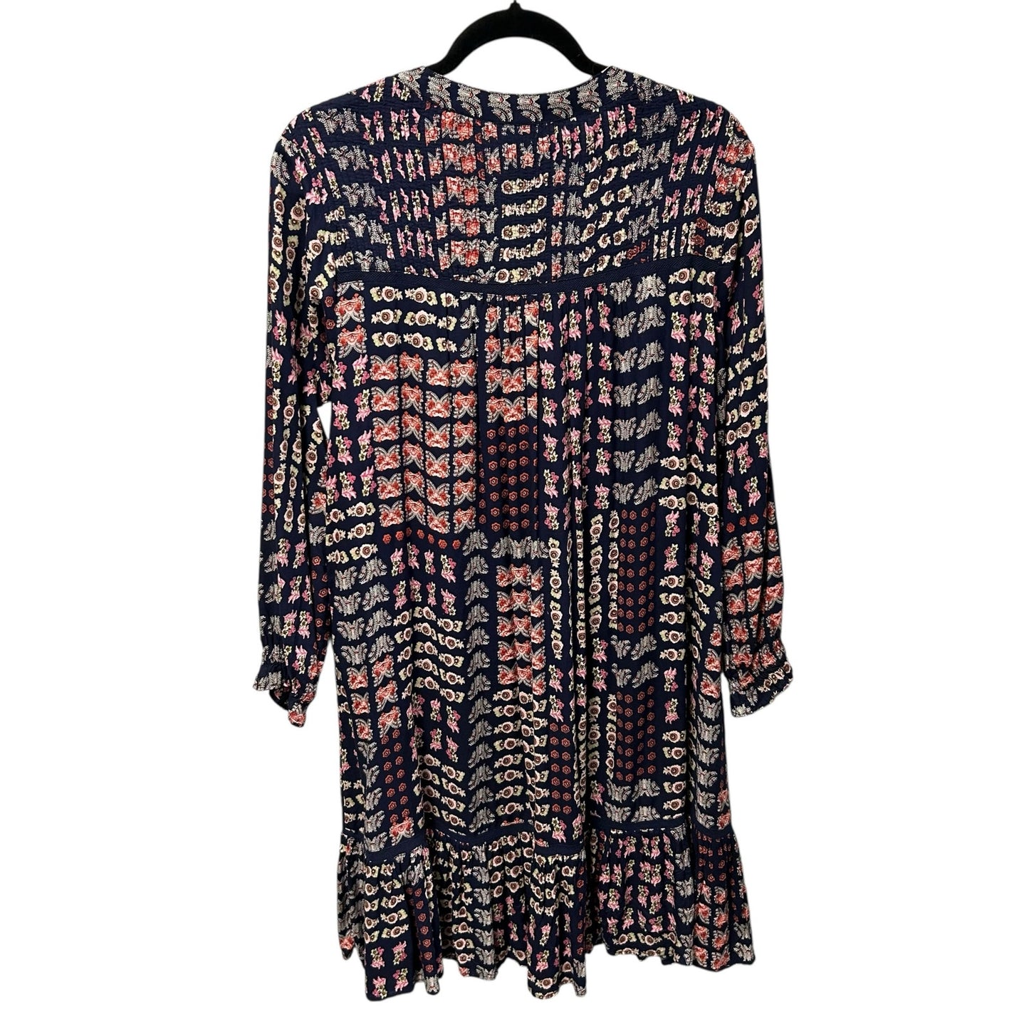 by Anthropologie Navy Pink Floral Print Diana Pintucked Tunic Dress Womens XS