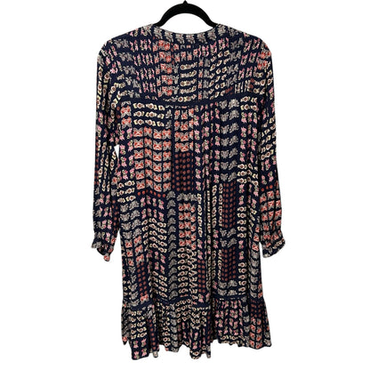 by Anthropologie Navy Pink Floral Print Diana Pintucked Tunic Dress Womens XS