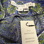 NWT Veronica Beard Amura Wrap Skirt Electric Blue Multi Pailsey Womens XS