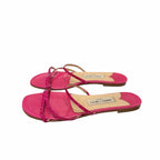 Jimmy Choo Dark Pink Croc Embossed Leather Strappy Sandal Womens Size 38 / US 8