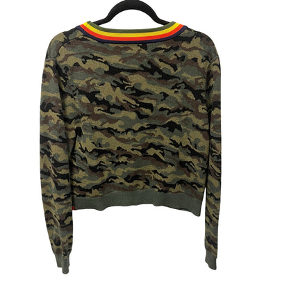Kule The Jane Camo Cardigan Multicolor Striped Trim Button Front Womens Medium